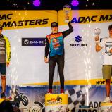 ADAC MX Masters 2019 , ADAC MX Masters Holzgerlingen, Meisterehrung: Jeremy Sydow ( Deutschland / Husqvarna / DIGA-Procross Husqvarna ), Rene Hofer ( Österreich / KTM / KTM Junior Racing ) und Bastian Bogh Damm ( Dänemark / KTM / WZ-Racing ) beim ADAC MX 
